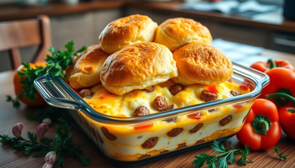 breakfast casserole with biscuits