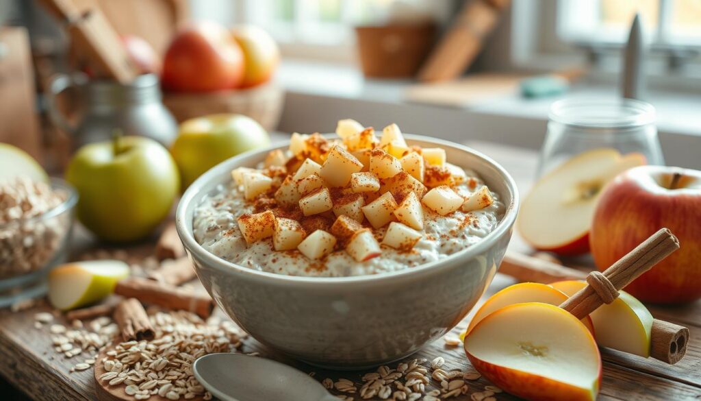 fiber-rich overnight oats with apples and cinnamon