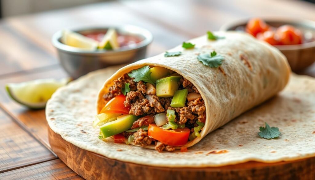 healthy beef and cheese burrito