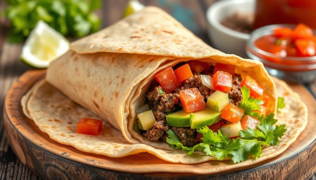 healthy beef and cheese burrito