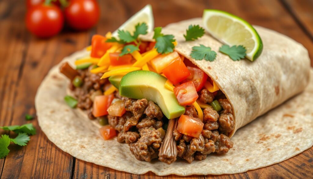 healthy beef and cheese burrito