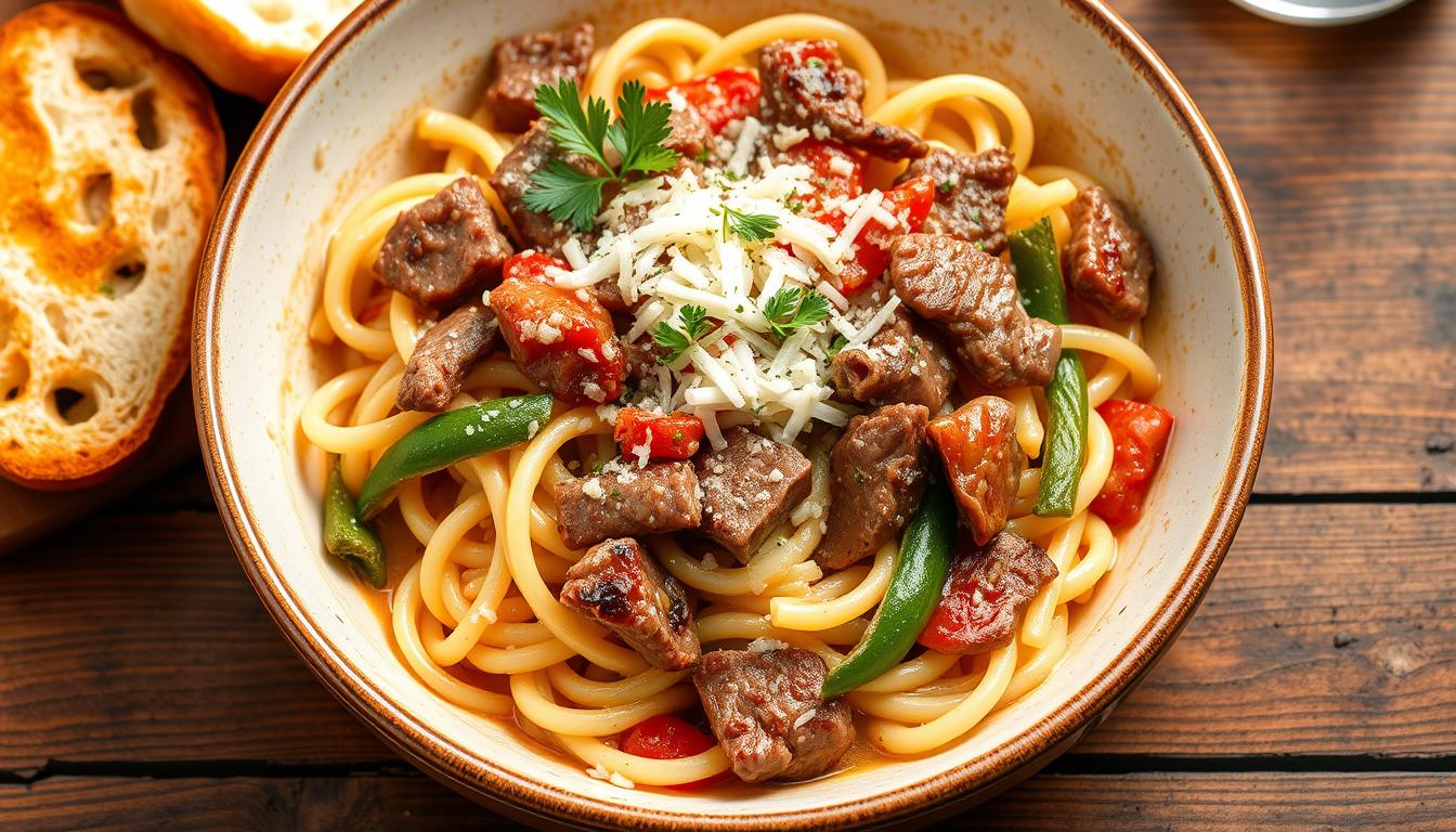 philly cheesesteak pasta